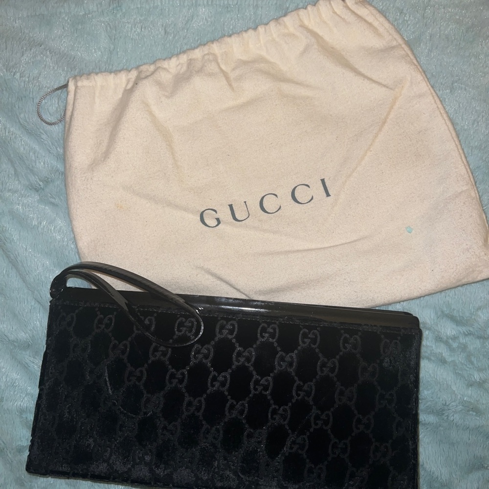 Gucci Vintage Velour Monogram Clutch